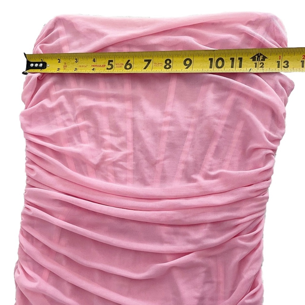 Tic Toc Pink Strapless Ruched Bodycon Dress Size Large - Picture 5 of 9